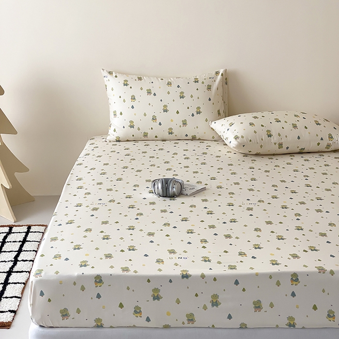 91家纺网 家纺一手货源 找家纺 时光里 2025新款双层纱系列卡通风枕套 萌宠宝宝-绿