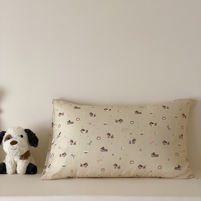 91家纺网 家纺一手货源 找家纺 时光里 2025新款双层纱系列卡通风枕套 甜品屋-棕