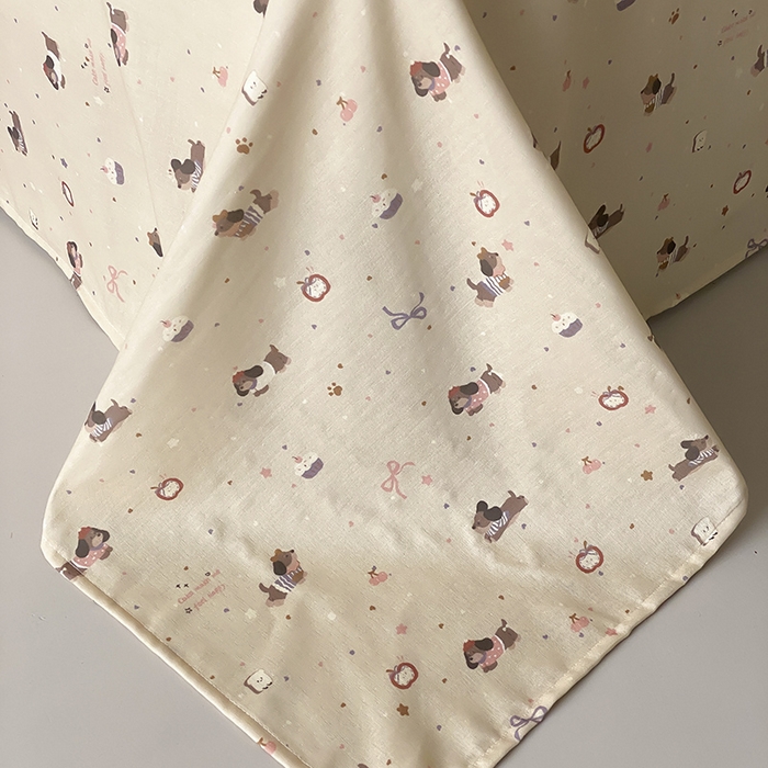 91家纺网 家纺一手货源 找家纺 时光里 2025新款双层纱系列卡通风枕套 甜品屋-棕