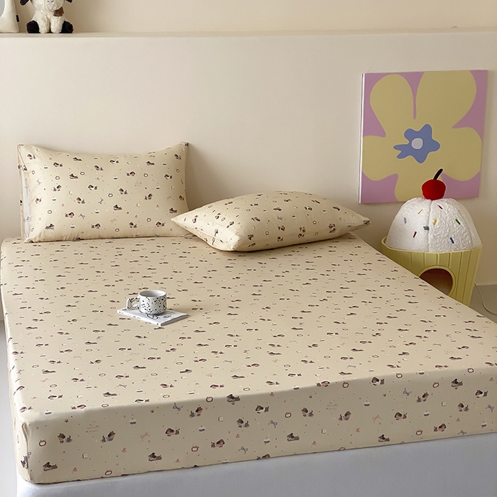 91家纺网 家纺一手货源 找家纺 时光里 2025新款双层纱系列卡通风枕套 甜品屋-棕