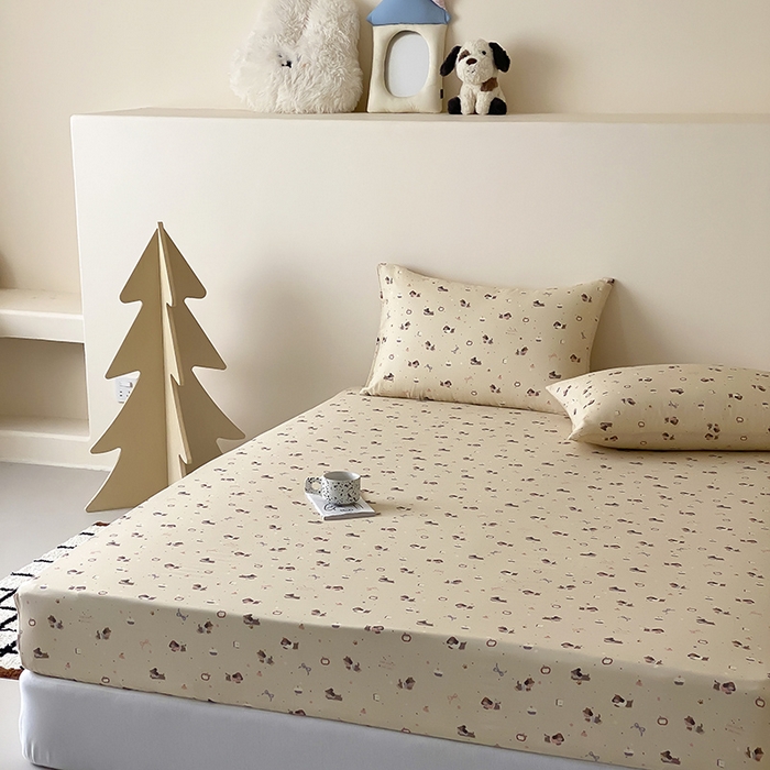 91家纺网 家纺一手货源 找家纺 时光里 2025新款双层纱系列卡通风枕套 甜品屋-棕