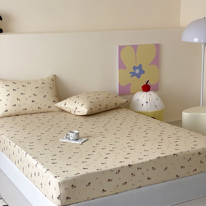 91家纺网 家纺一手货源 找家纺 时光里 2025新款双层纱系列卡通风枕套 甜品屋-棕