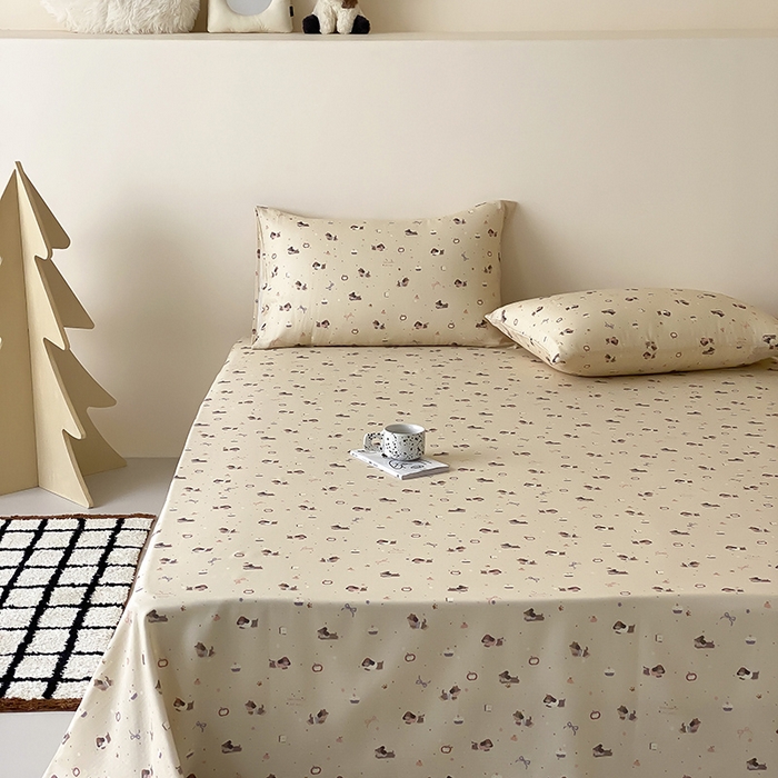 91家纺网 家纺一手货源 找家纺 时光里 2025新款双层纱系列卡通风枕套 甜品屋-棕