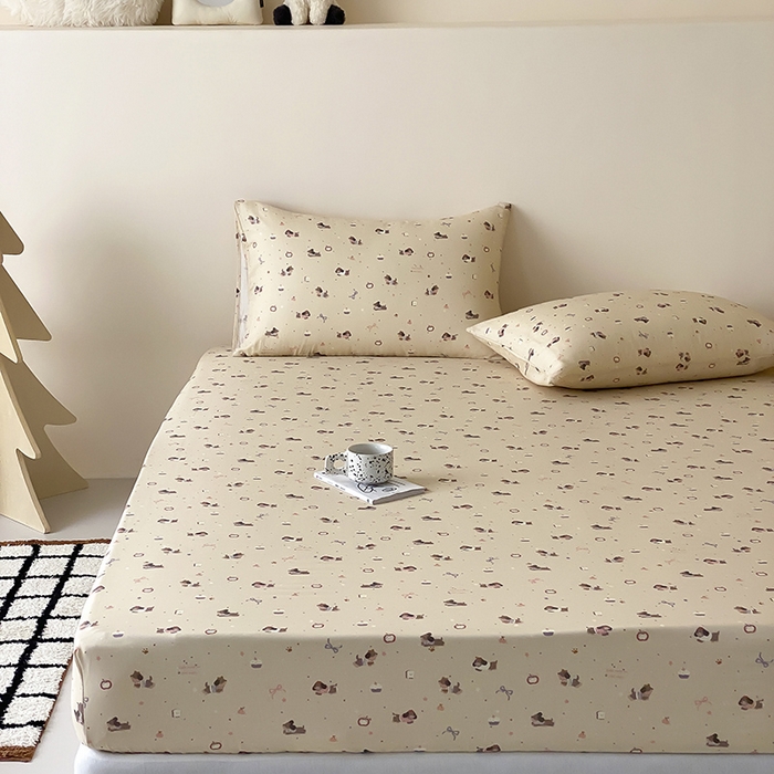 91家纺网 家纺一手货源 找家纺 时光里 2025新款双层纱系列卡通风枕套 甜品屋-棕