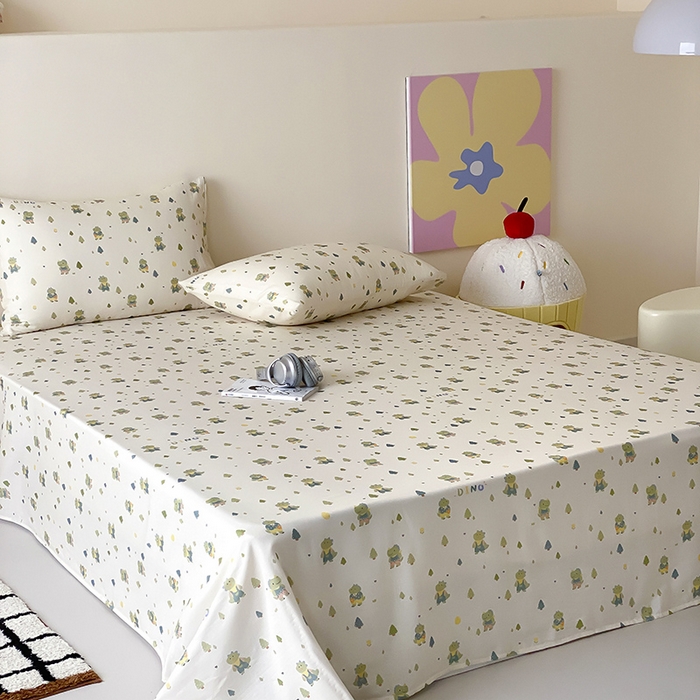 91家纺网 家纺一手货源 找家纺 时光里 2025新款双层纱系列卡通风枕套 萌宠宝宝-绿