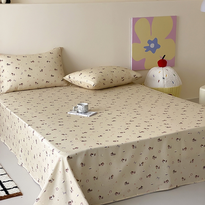 91家纺网 家纺一手货源 找家纺 时光里 2025新款双层纱系列卡通风枕套 甜品屋-棕