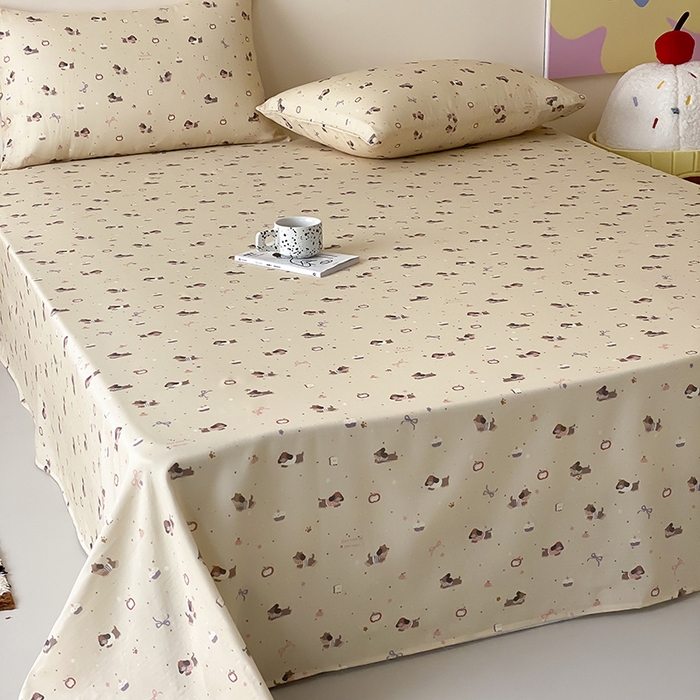 91家纺网 家纺一手货源 找家纺 时光里 2025新款双层纱系列卡通风枕套 甜品屋-棕