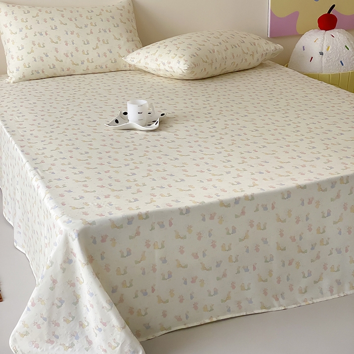 91家纺网 家纺一手货源 找家纺 时光里 2025新款双层纱系列卡通风枕套 小兔乖乖