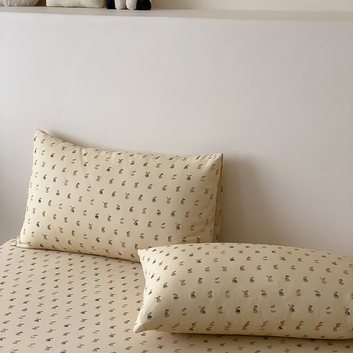 91家纺网 家纺一手货源 找家纺 时光里 2025新款双层纱系列卡通风枕套 可艾