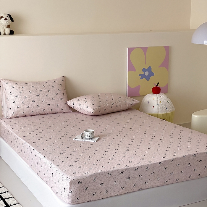 91家纺网 家纺一手货源 找家纺 （总）时光里 2025新款双层纱系列卡通风床笠