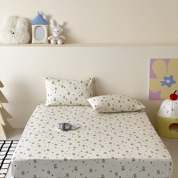 91家纺网 家纺一手货源 找家纺 （总）时光里 2025新款双层纱系列卡通风床笠