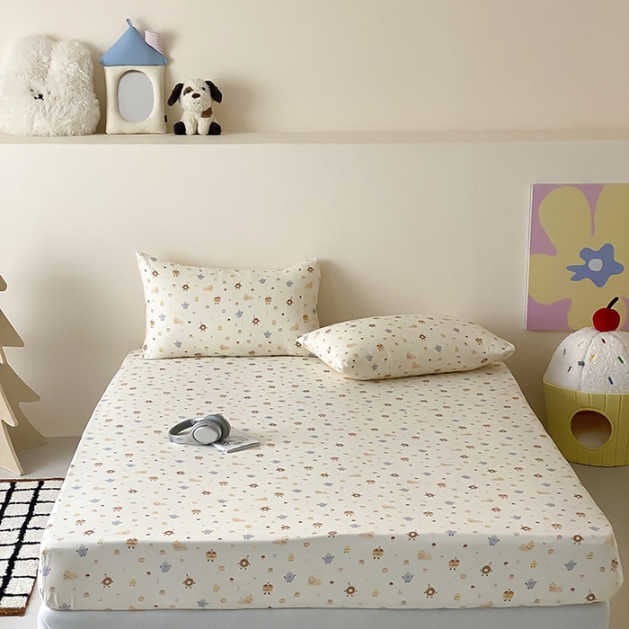 91家纺网 家纺一手货源 找家纺 （总）时光里 2025新款双层纱系列卡通风床笠