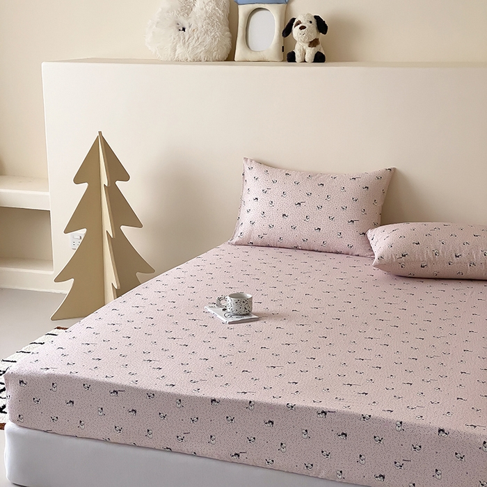 91家纺网 家纺一手货源 找家纺 时光里 2025新款双层纱系列卡通风床笠 豹豹妮