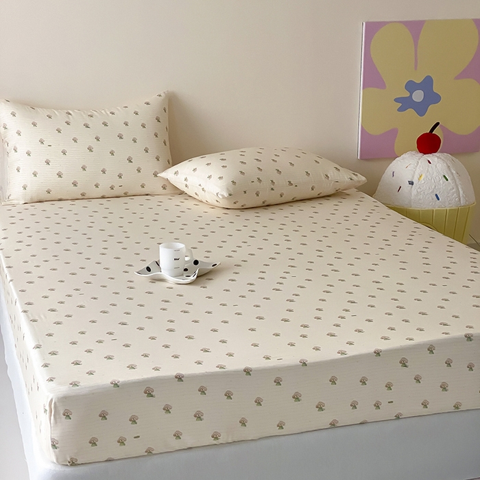 91家纺网 家纺一手货源 找家纺 时光里 2025新款双层纱系列卡通风床笠 布丁