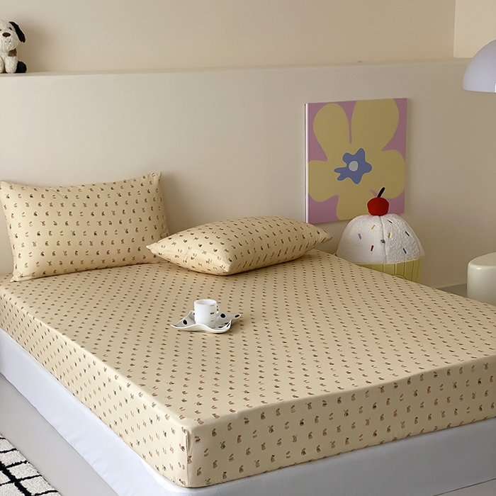 91家纺网 家纺一手货源 找家纺 时光里 2025新款双层纱系列卡通风床笠 可艾