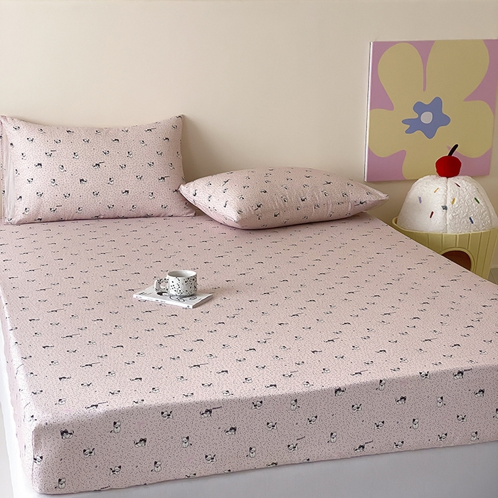 91家纺网 家纺一手货源 找家纺 时光里 2025新款双层纱系列卡通风床笠 豹豹妮