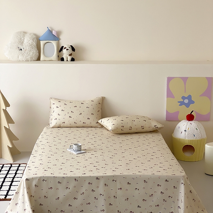 91家纺网 家纺一手货源 找家纺 （总）时光里 2025新款双层纱系列卡通风床单