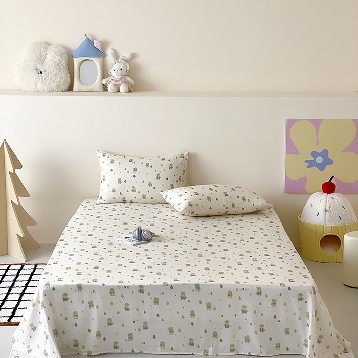 91家纺网 家纺一手货源 找家纺 （总）时光里 2025新款双层纱系列卡通风床单