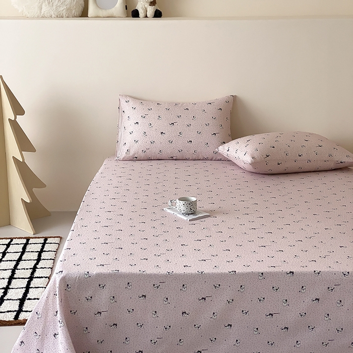 91家纺网 家纺一手货源 找家纺 （总）时光里 2025新款双层纱系列卡通风床单