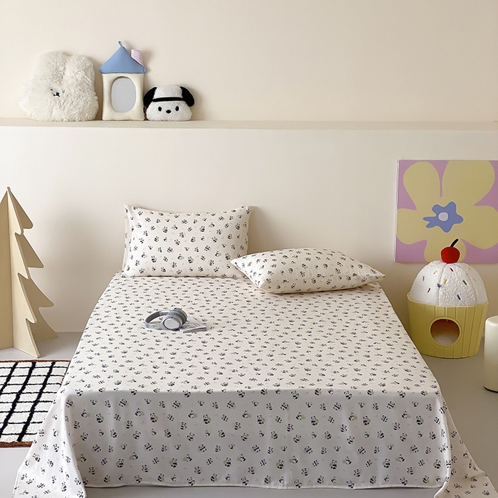 91家纺网 家纺一手货源 找家纺 （总）时光里 2025新款双层纱系列卡通风床单