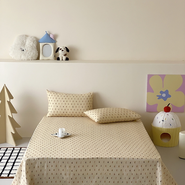 91家纺网 家纺一手货源 找家纺 （总）时光里 2025新款双层纱系列卡通风床单