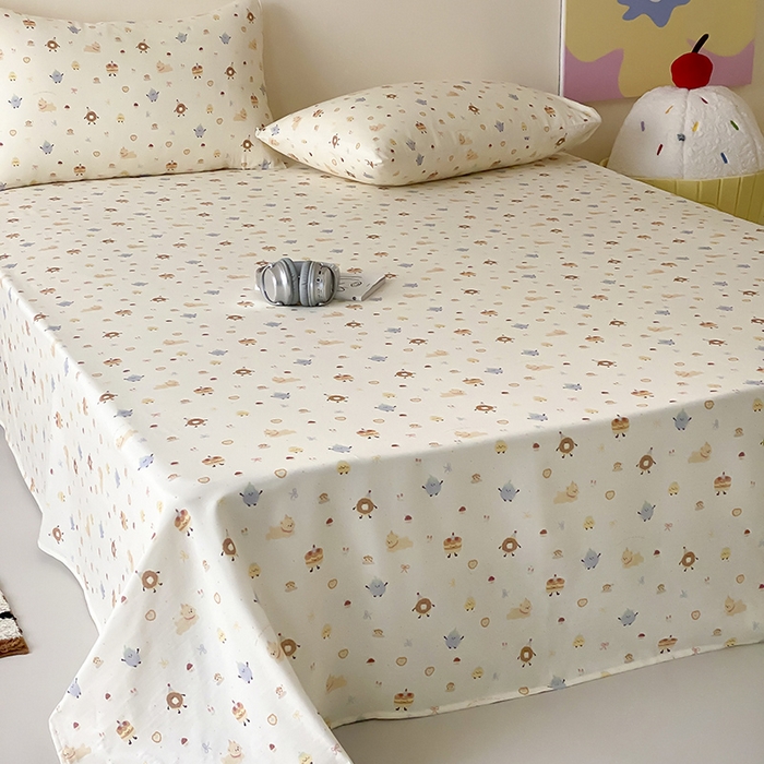 91家纺网 家纺一手货源 找家纺 时光里 2025新款双层纱系列卡通风床单 如甜初梦