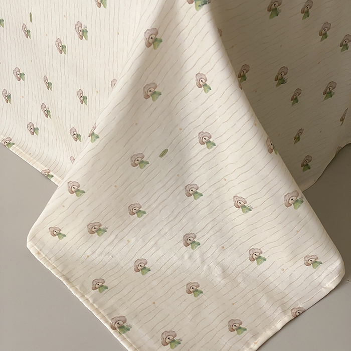 91家纺网 家纺一手货源 找家纺 时光里 2025新款双层纱系列卡通风床单 布丁