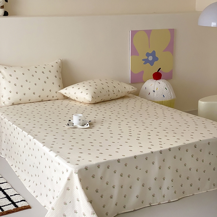 91家纺网 家纺一手货源 找家纺 时光里 2025新款双层纱系列卡通风床单 布丁