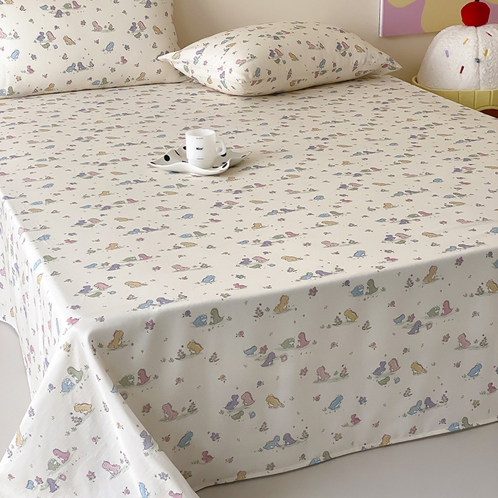 91家纺网 家纺一手货源 找家纺 时光里 2025新款双层纱系列卡通风床单 啵啵乐园