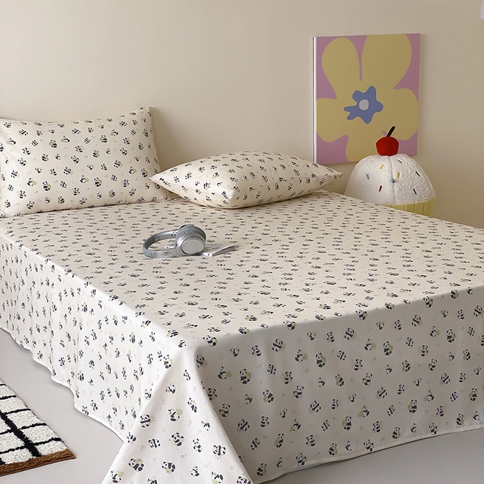 91家纺网 家纺一手货源 找家纺 时光里 2025新款双层纱系列卡通风床单 竹汐恋