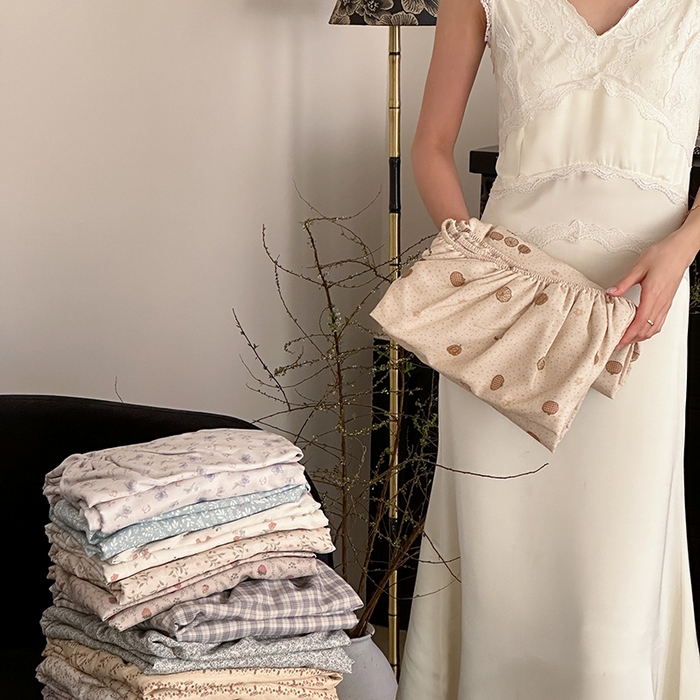 91家纺网 家纺一手货源 找家纺 （总）时光里 2025新款双层纱系列ins风床笠