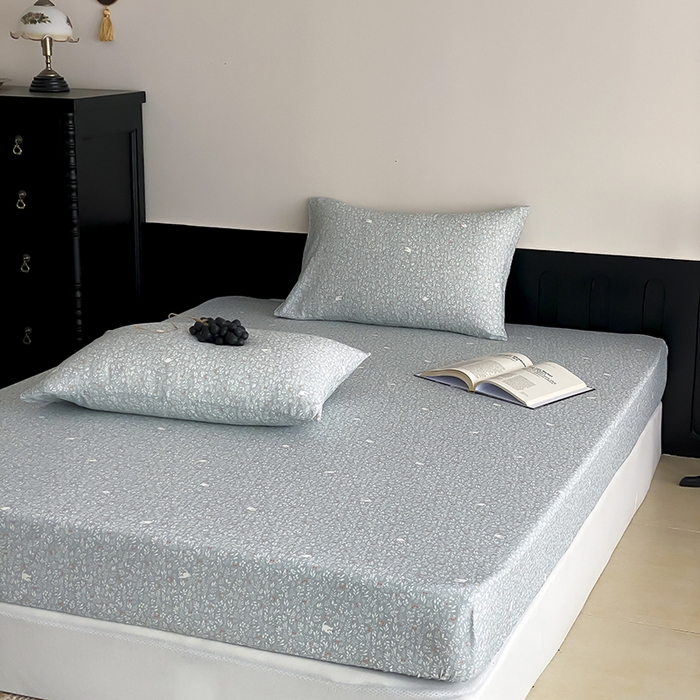 91家纺网 家纺一手货源 找家纺 时光里 2025新款双层纱系列ins风床笠 晓时光-蓝