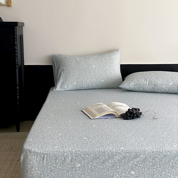 91家纺网 家纺一手货源 找家纺 时光里 2025新款双层纱系列ins风床笠 晓时光-蓝