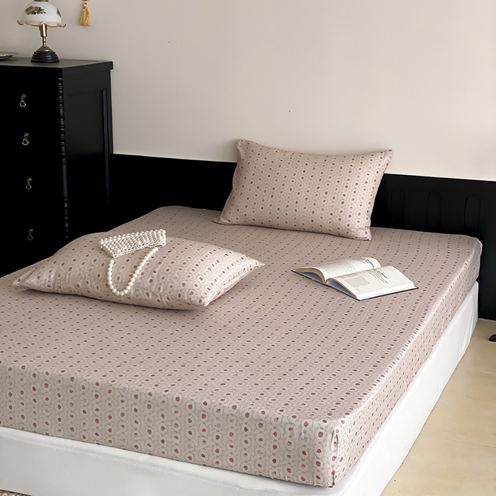 91家纺网 家纺一手货源 找家纺 时光里 2025新款双层纱系列ins风床笠 恬觅-粉