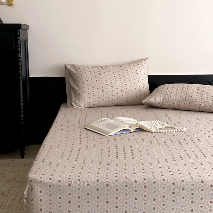 91家纺网 家纺一手货源 找家纺 时光里 2025新款双层纱系列ins风床笠 恬觅-粉