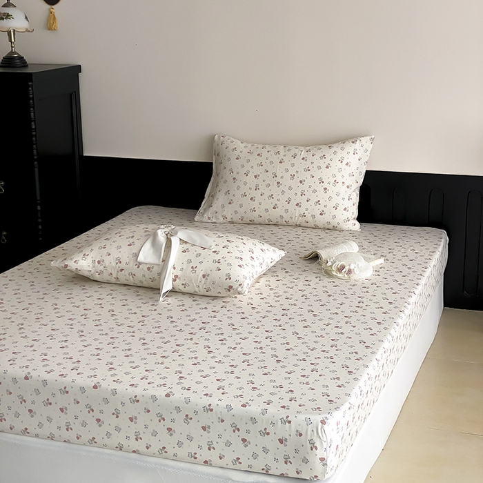 91家纺网 家纺一手货源 找家纺 时光里 2025新款双层纱系列ins风床笠 岁月静好-桔