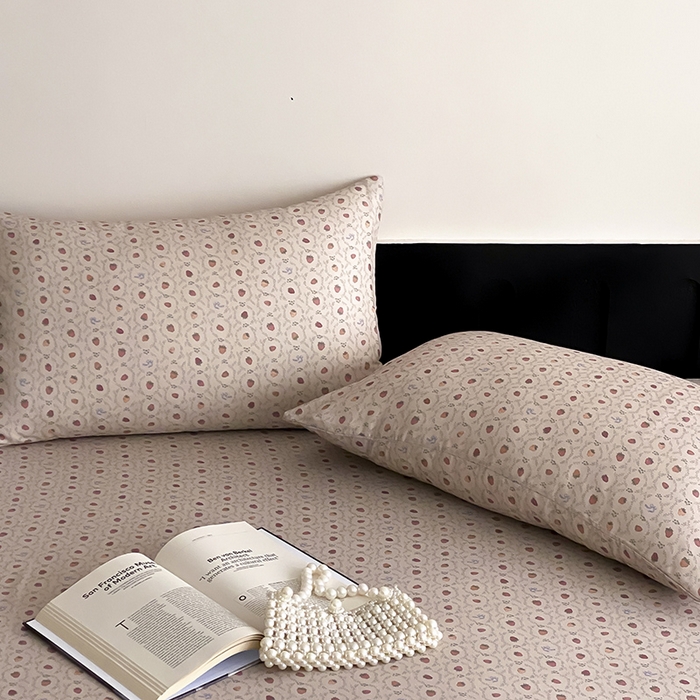 91家纺网 家纺一手货源 找家纺 时光里 2025新款双层纱系列ins风床笠 恬觅-粉