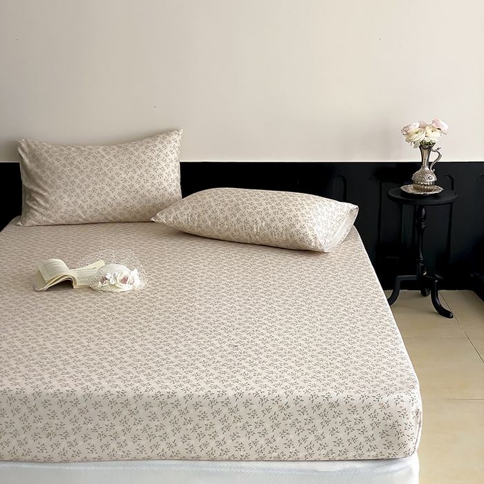 91家纺网 家纺一手货源 找家纺 时光里 2025新款双层纱系列ins风床笠 叶柳