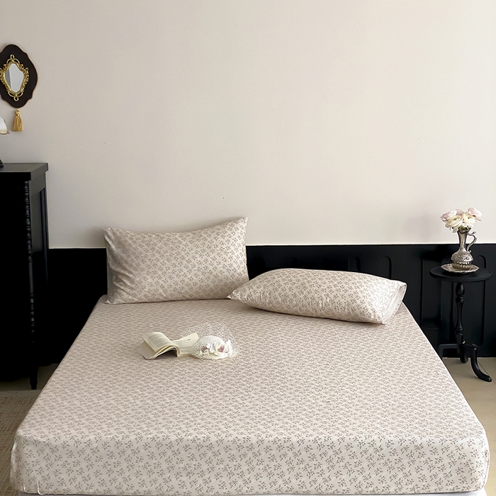 91家纺网 家纺一手货源 找家纺 时光里 2025新款双层纱系列ins风床笠 叶柳