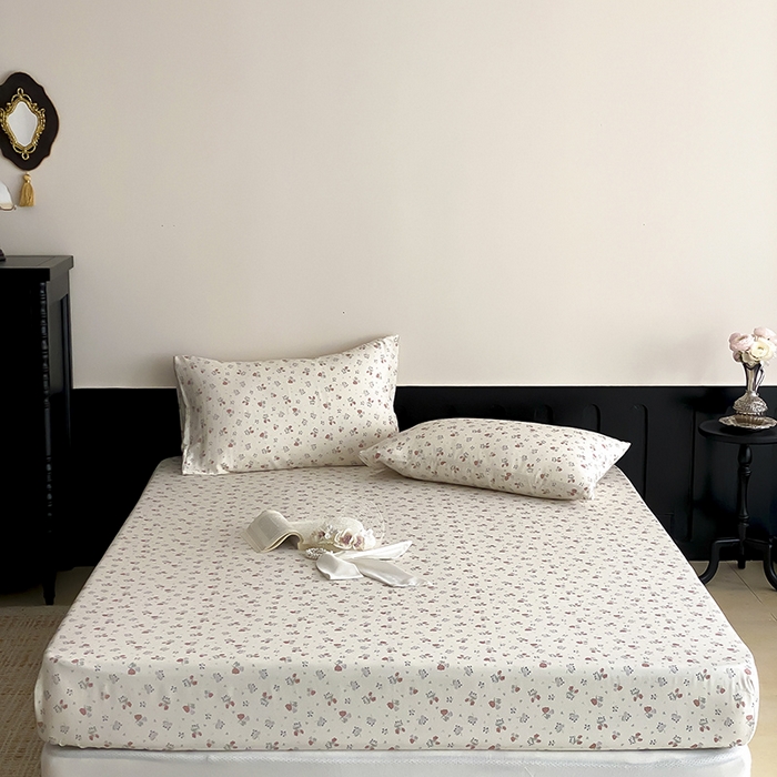 91家纺网 家纺一手货源 找家纺 时光里 2025新款双层纱系列ins风床笠 岁月静好-桔