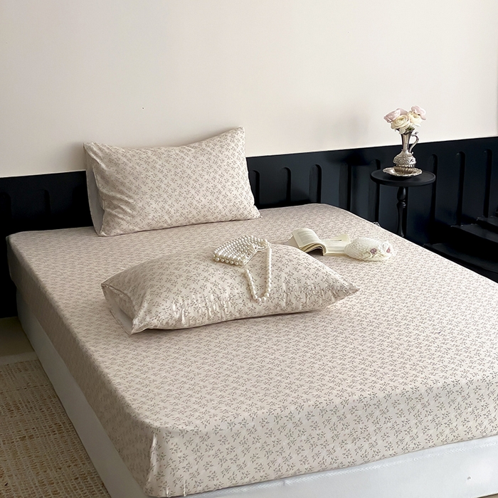 91家纺网 家纺一手货源 找家纺 时光里 2025新款双层纱系列ins风床笠 叶柳