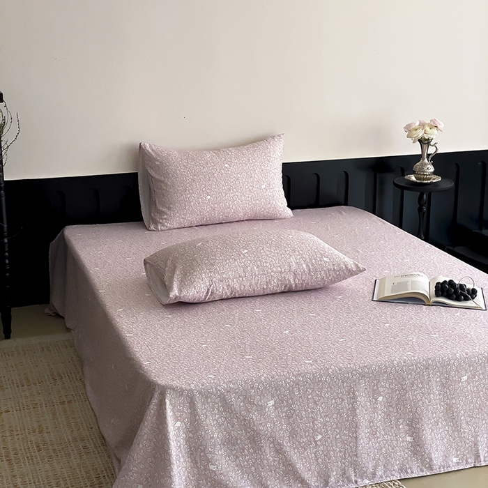 91家纺网 家纺一手货源 找家纺 时光里 2025新款双层纱系列ins风床单 晓时光-粉