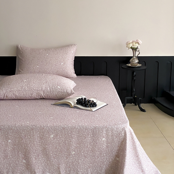 91家纺网 家纺一手货源 找家纺 时光里 2025新款双层纱系列ins风床单 晓时光-粉