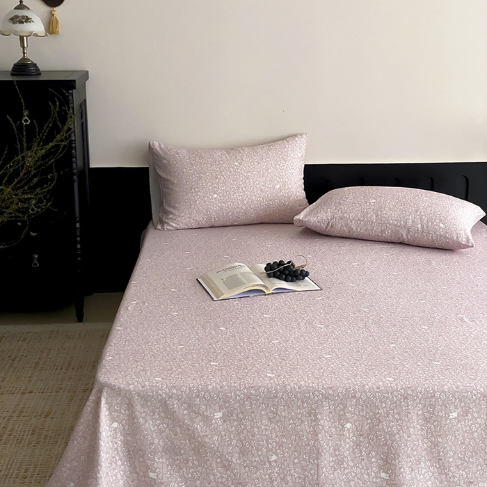 91家纺网 家纺一手货源 找家纺 时光里 2025新款双层纱系列ins风床单 晓时光-粉