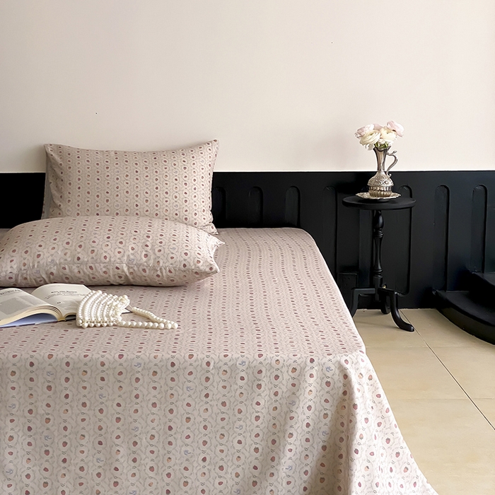 91家纺网 家纺一手货源 找家纺 时光里 2025新款双层纱系列ins风床单 恬觅-粉