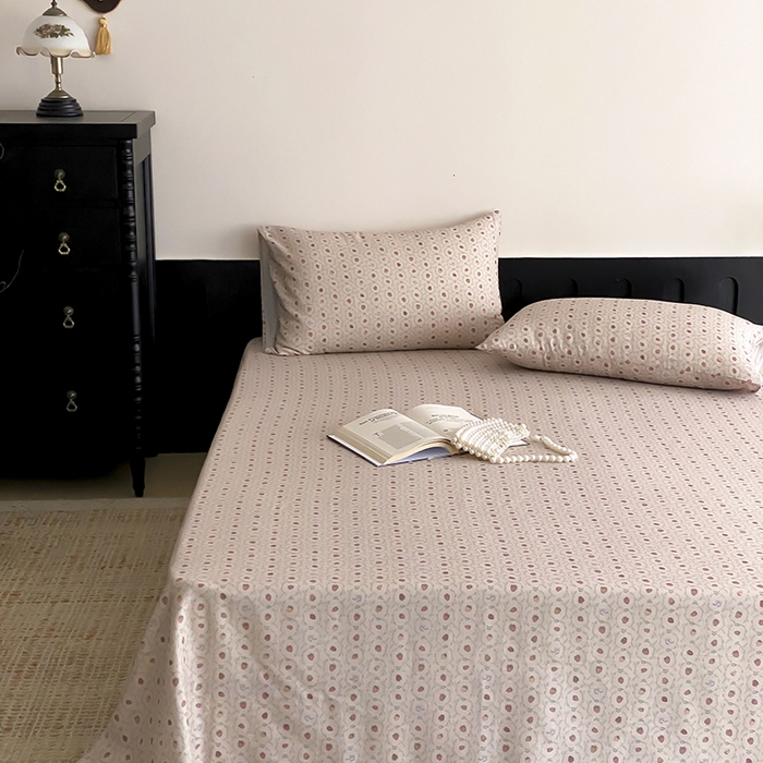 91家纺网 家纺一手货源 找家纺 时光里 2025新款双层纱系列ins风床单 恬觅-粉