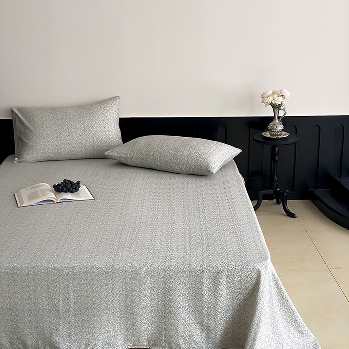 91家纺网 家纺一手货源 找家纺 时光里 2025新款双层纱系列ins风床单 惜花涧-绿