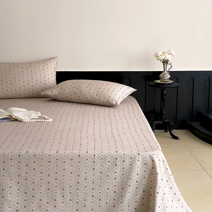 91家纺网 家纺一手货源 找家纺 时光里 2025新款双层纱系列ins风床单 恬觅-粉