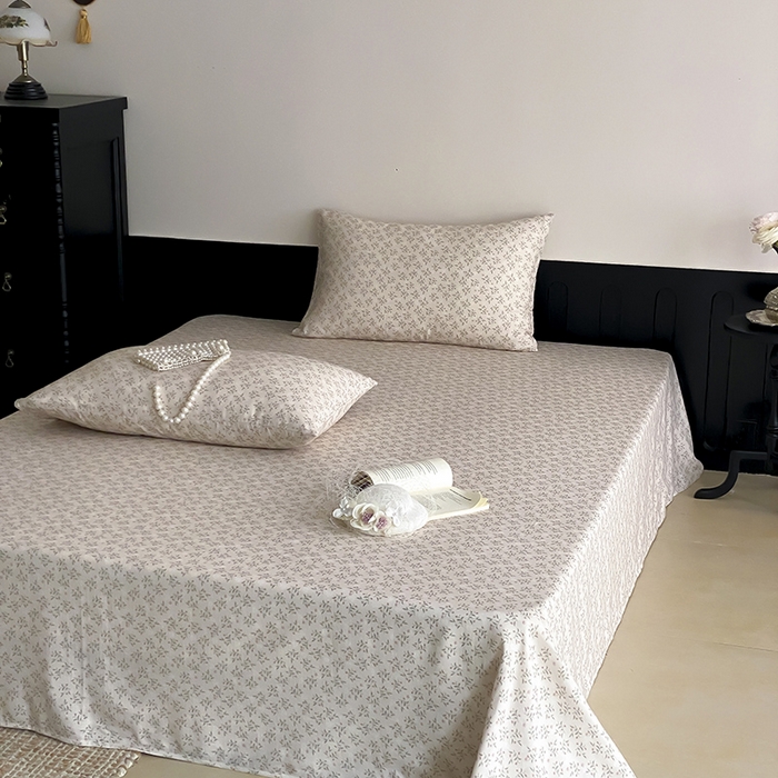 91家纺网 家纺一手货源 找家纺 时光里 2025新款双层纱系列ins风床单 叶柳