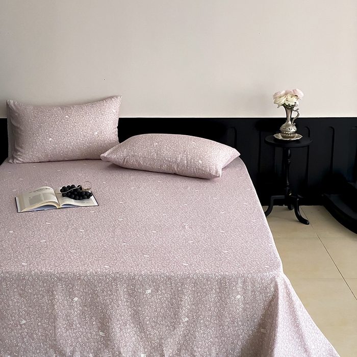 91家纺网 家纺一手货源 找家纺 时光里 2025新款双层纱系列ins风床单 晓时光-粉